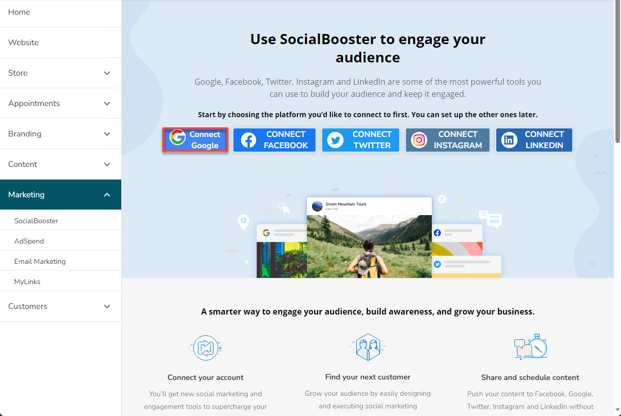 Marketing SocialBooster Connect Google