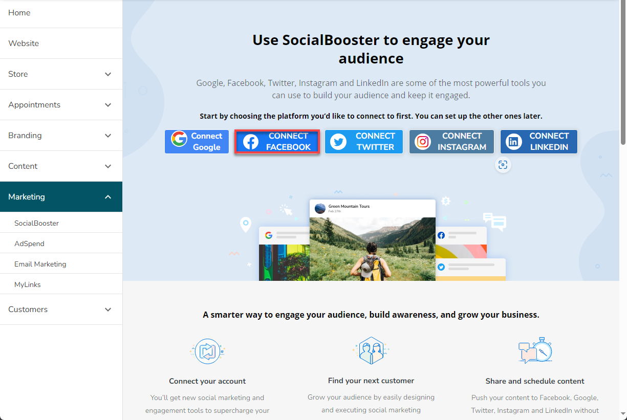 Marketing SocialBooster Connect Facebook
