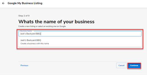 Marketing SocialBooster Connect Google - Add Company Name