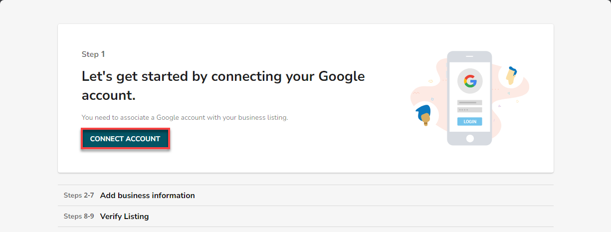 Marketing SocialBooster Connect Google - Connect Account