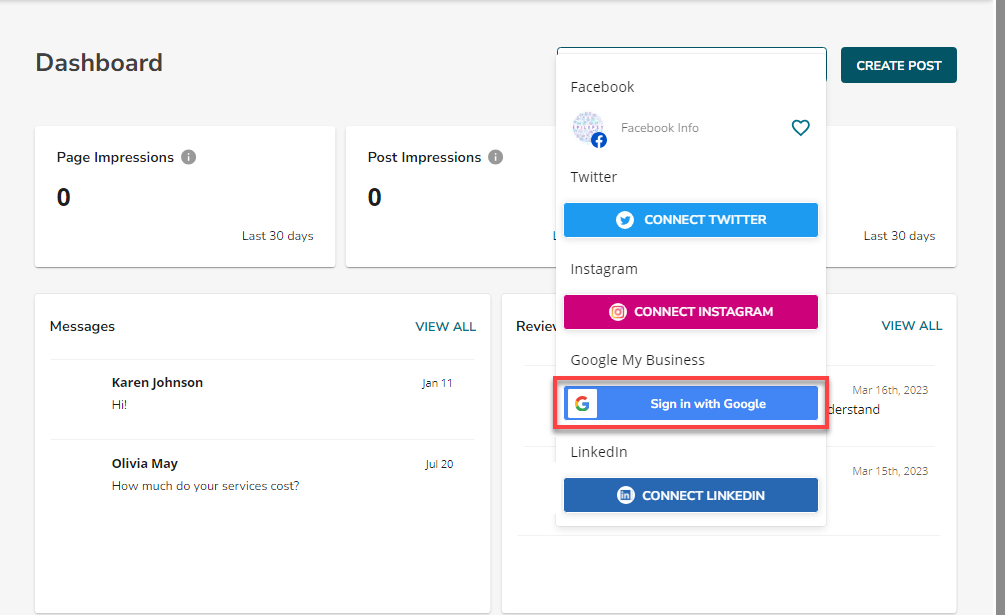 Marketing SocialBooster Sign in with Google