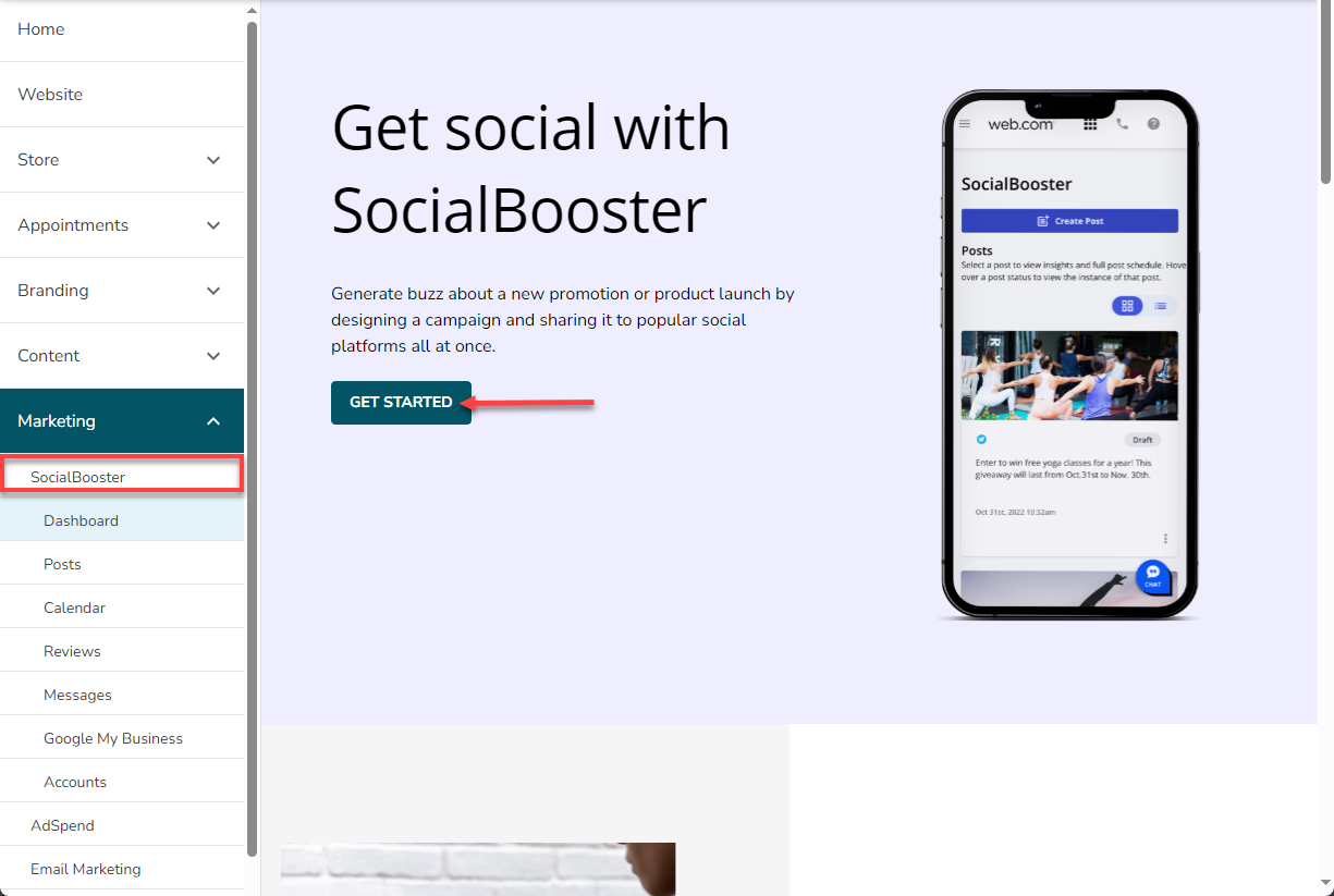 Marketing SocialBooster Get Started