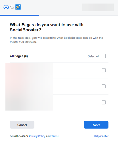Marketing SocialBooster Facebook Login Permission