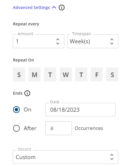SocialBooster - Create Custome Recurrence