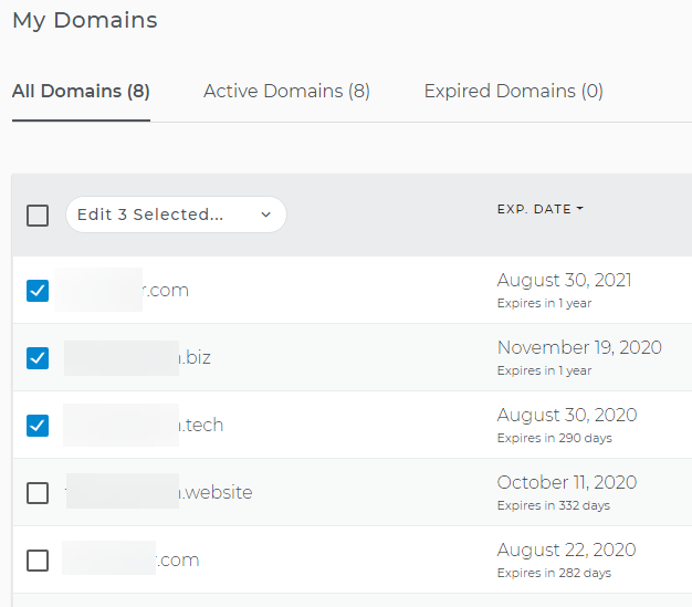 Select domains to edit