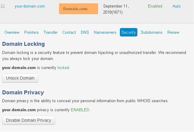 Unlock your domain