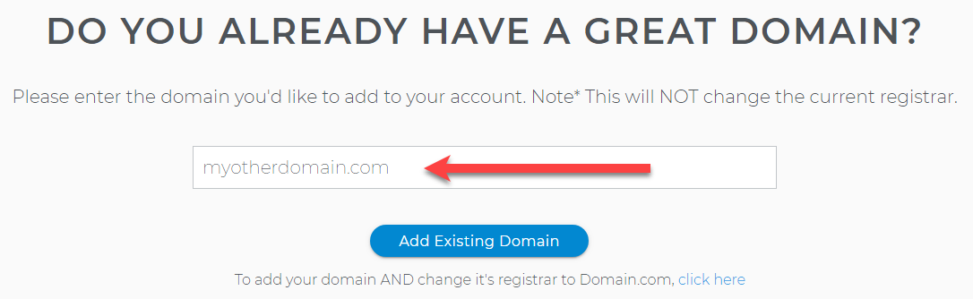 Add Existing Domain