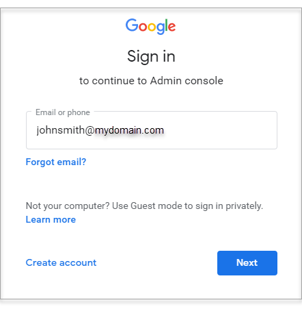 Enter your G Suite email address