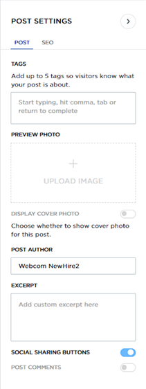 Post Settings tab