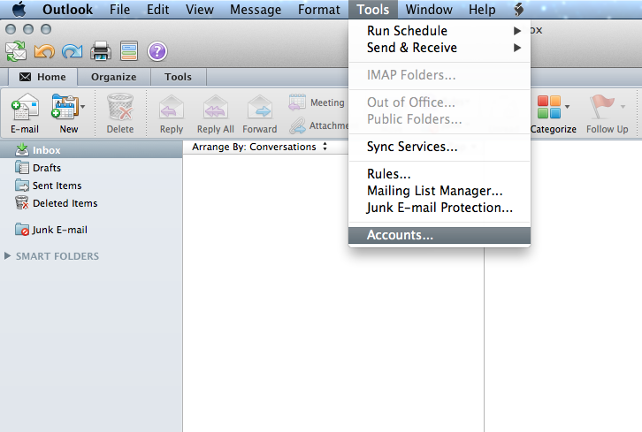 outlook for mac 2011 - set up imap account