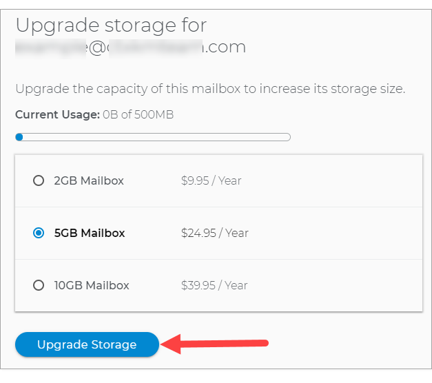 Click Upgrade Storage