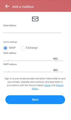enter email settings