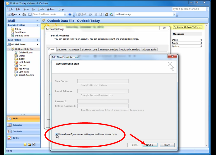 how to set up two email accounts in outlook 2007