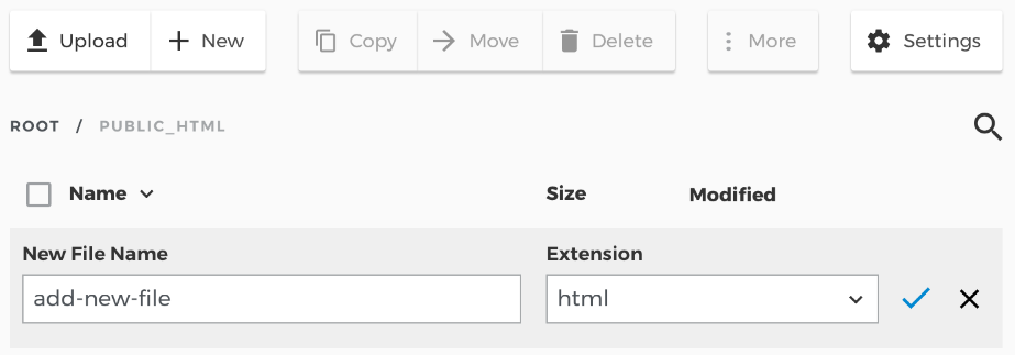 Add new file with extension
