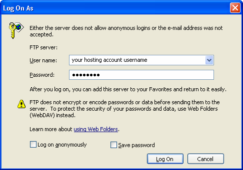 Put your Username and Password and click Log on