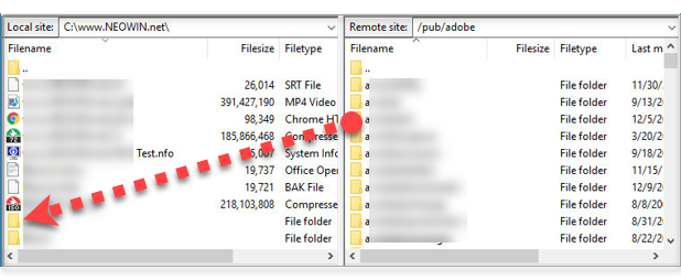 Download files using FileZilla