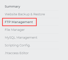 Click on FTP Management
