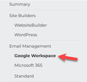 Click on Google Workspace in the left-hand menu