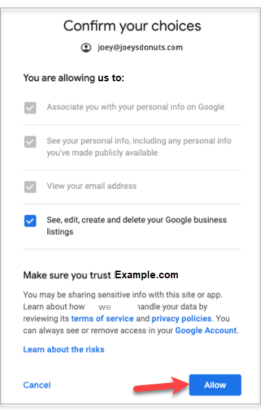 Click on allow
