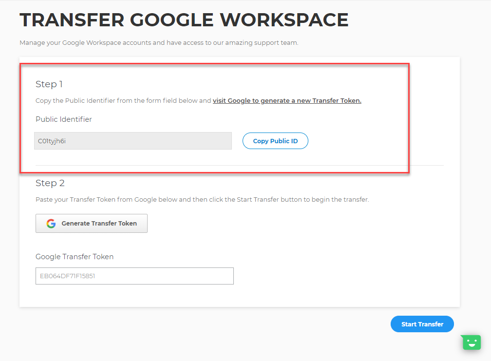 Copy the Public Identifier