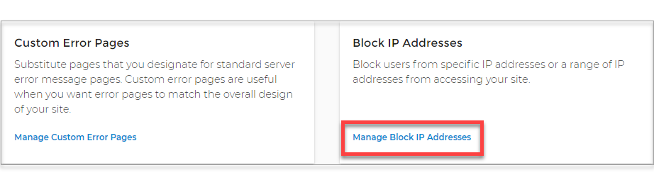 Manage Block IP Addresses