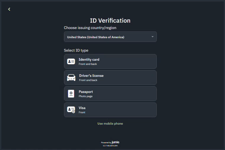Select ID Type section