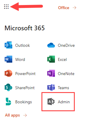 App Launcher, then Admin