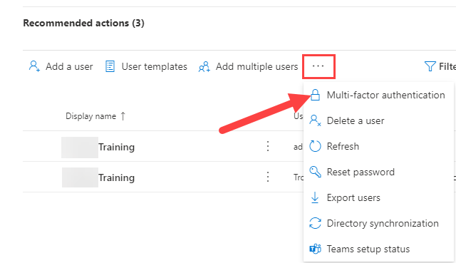 three dotted option, then select Multi-factor authentication