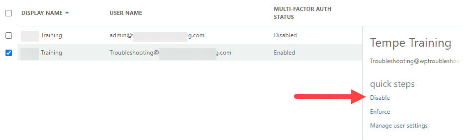 Under quick steps, select Disable