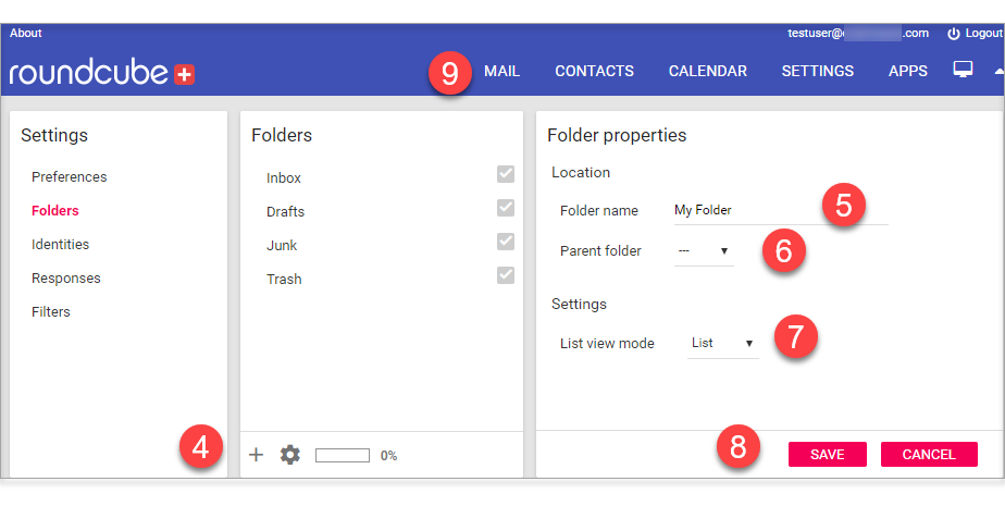 Email Folders Settings