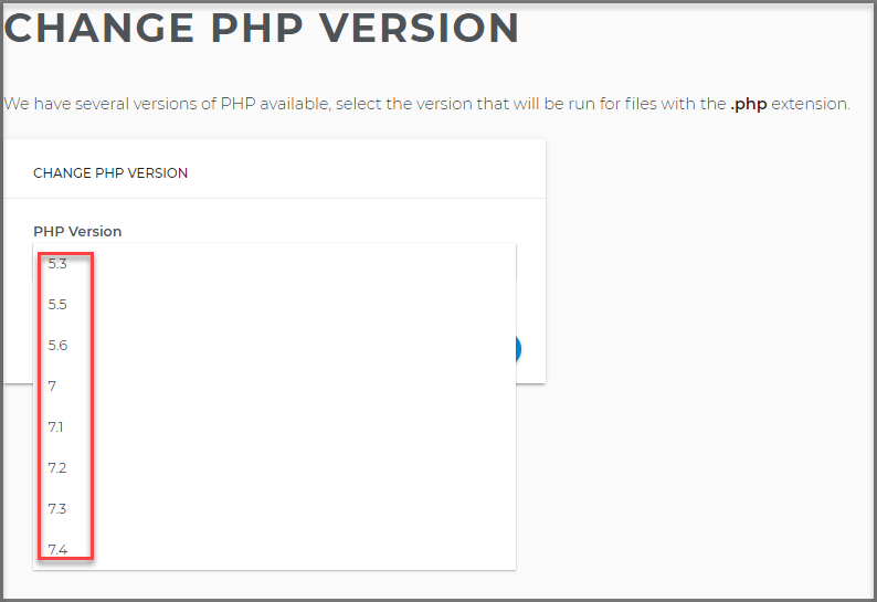 Change PHP version