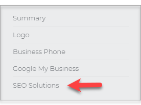 SEO Solutions, left sidebar
