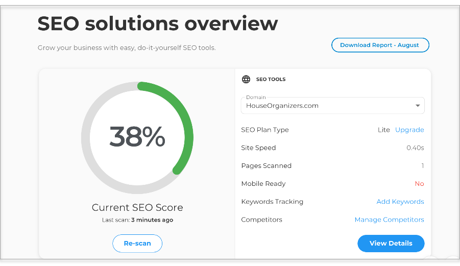 SEO Solutions Overview page
