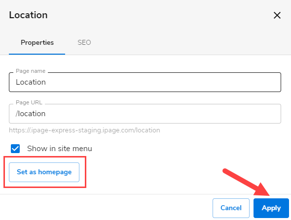 Set as homepage