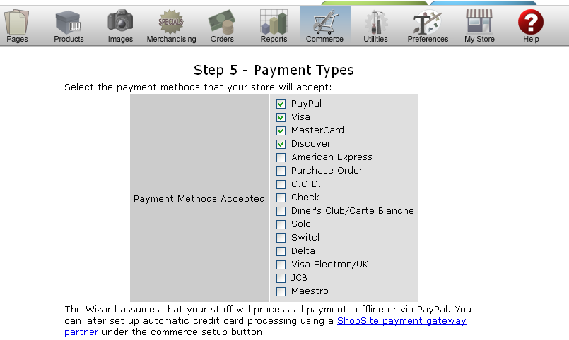 Payment types