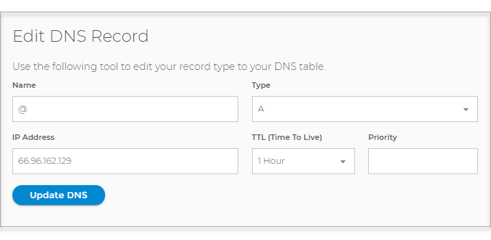 Update DNS Button