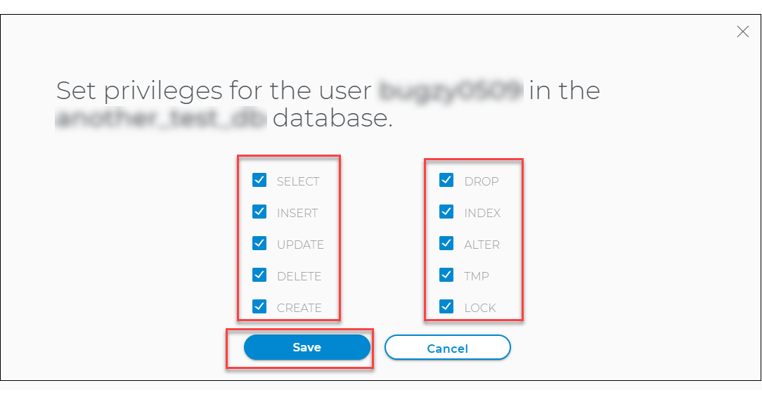 Set the database username and password