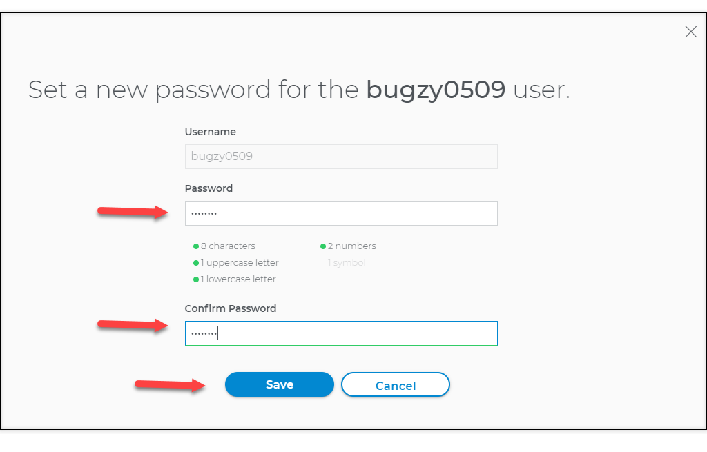 Type your new password