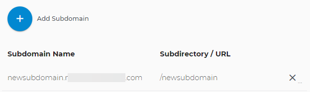 New subdomain is displayed