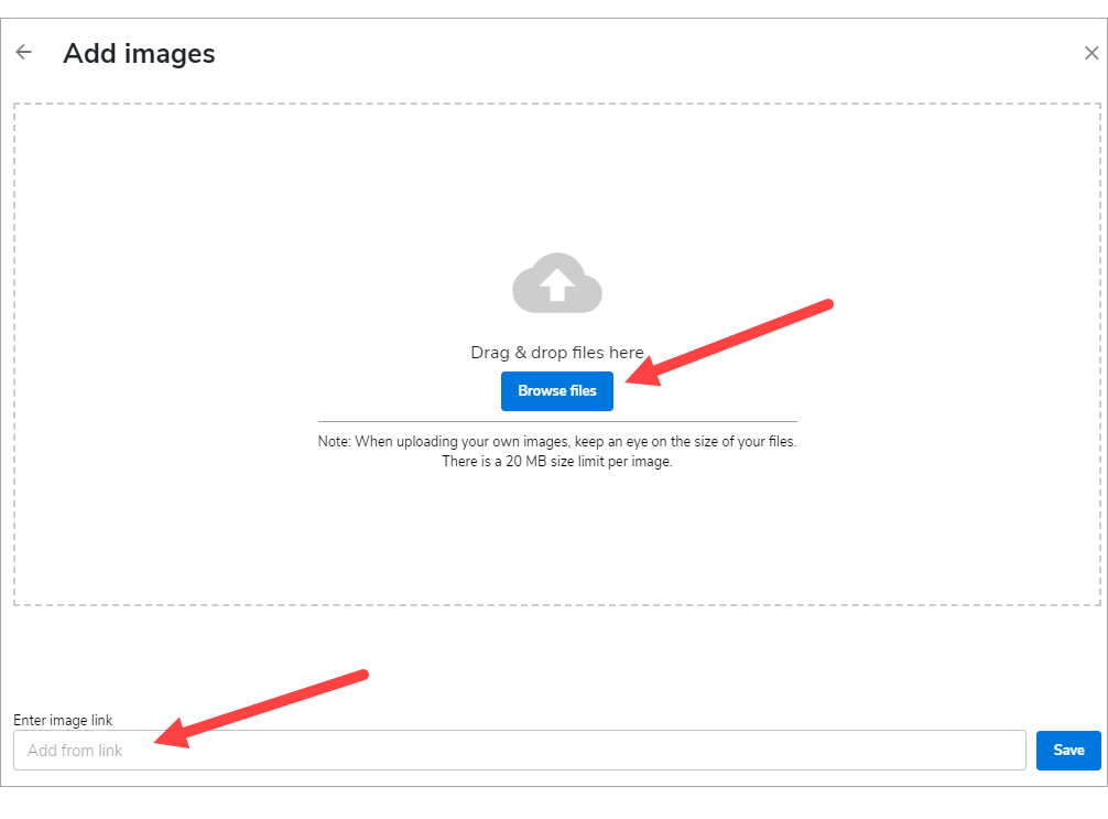 Upload Image or Add Images From Link