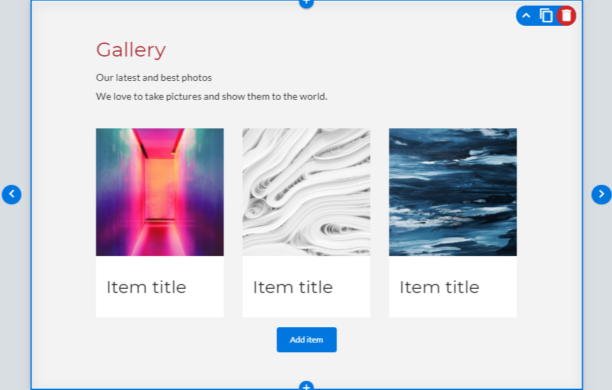 Select the layout of your Photo Gallery