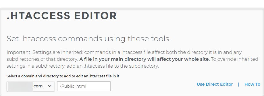 .HTACCESS EDITOR page