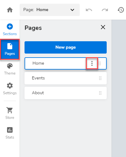 Click on Manage Pages