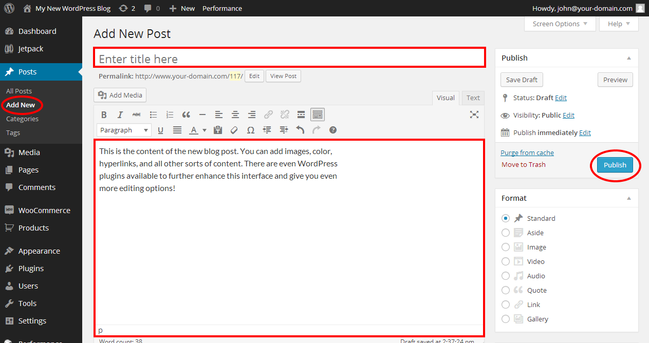 wordpress add post