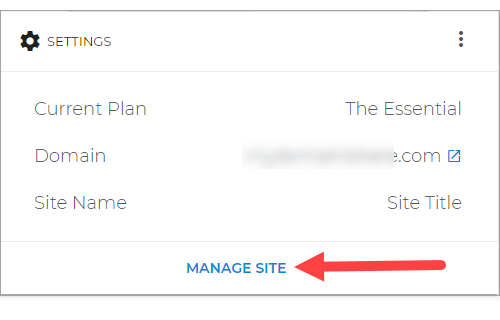 Manage Site inside WordPress Page