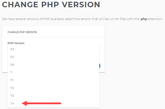 Select version of PHP