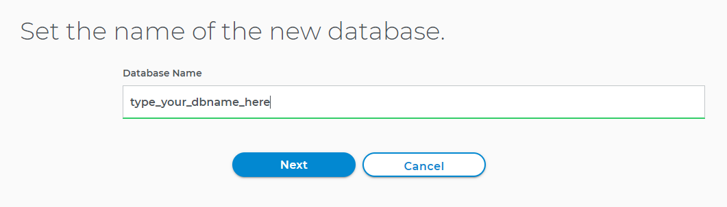 Type Database Name