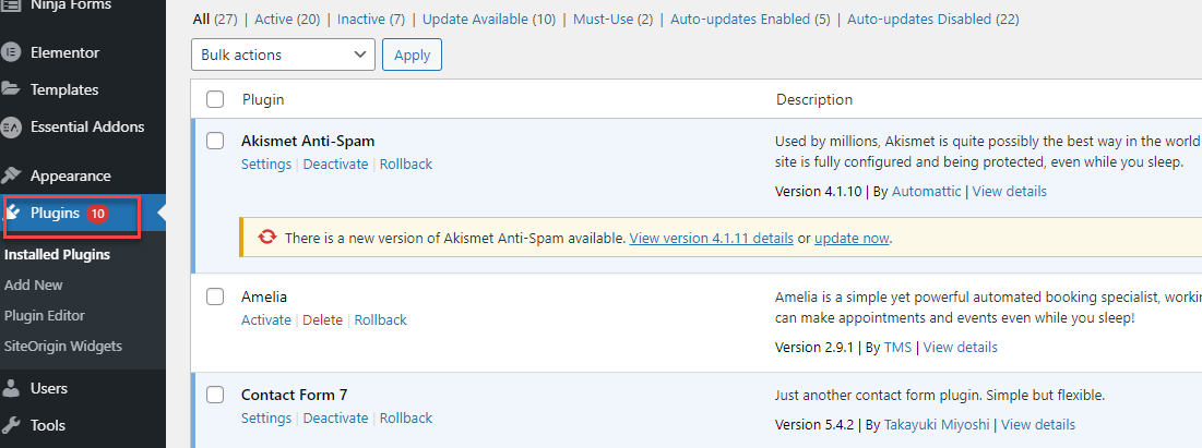 Update WordPress Plugins and Themes
