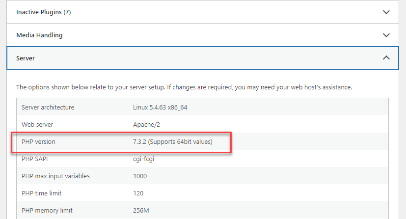 PHP version