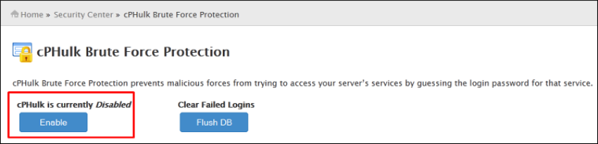 Enable / Disable cPHulk